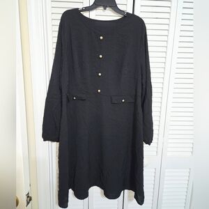 SHEIN Curve Women's 3XL Black Dress with Button Detail